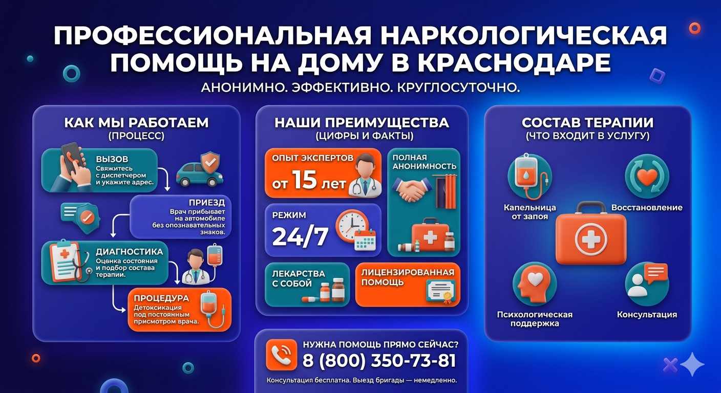 Инфографика о принципах лечения алкоголизма на дому в Иволгинске: этапы вызова нарколога, преимущества анонимной детоксикации и состав медицинской помощи.